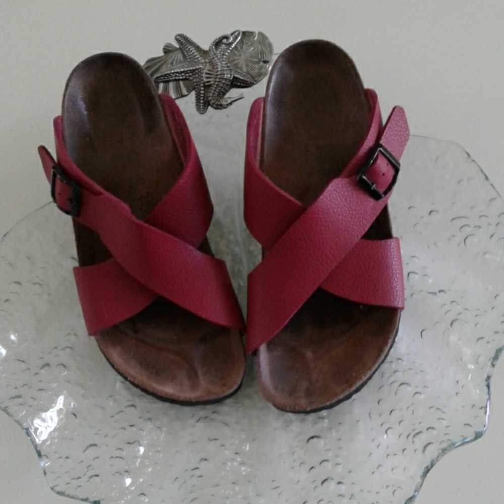 RED BIRKENSTOCK SANDALS